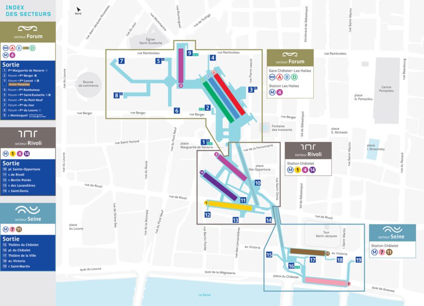 Chatelet Les Halles station map
